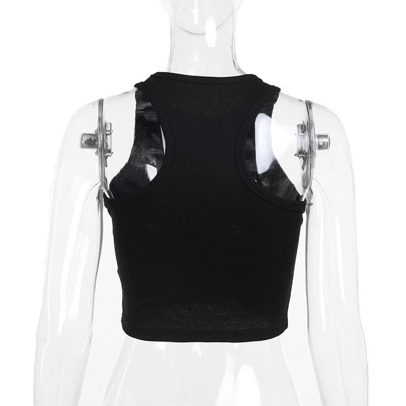 Sleeveless crewneck beaded tank crop top