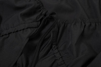 Long puff sleeve self tie crop top