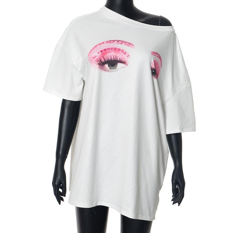 Short sleeve eyes print top