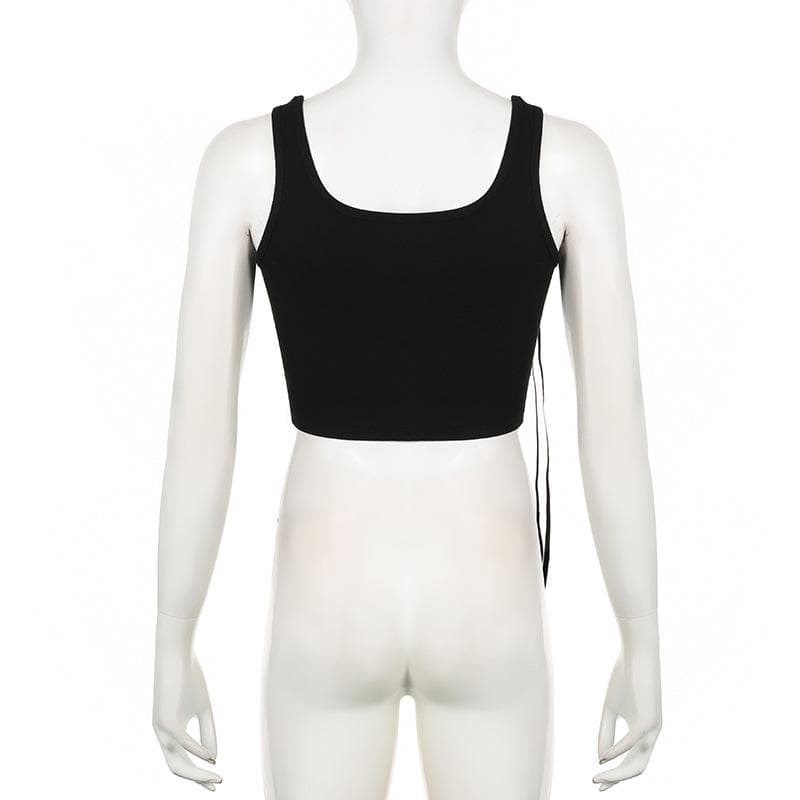 Bowknot ribbon heart applique ribbed crop top