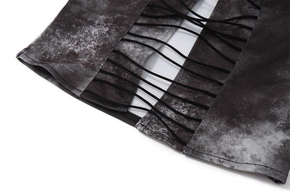 Tie dye hollow out tube crop cut out top