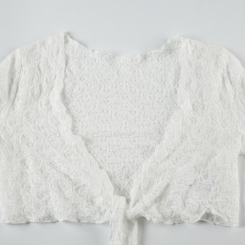 Flared sleeve solid knotted top