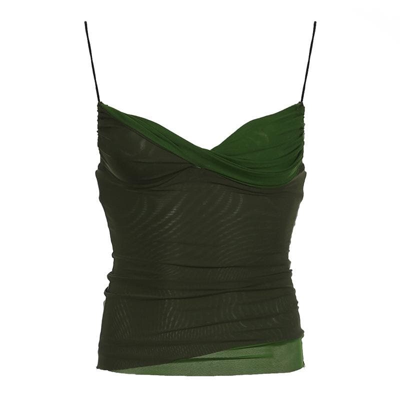 Contrast ruched backless cami top