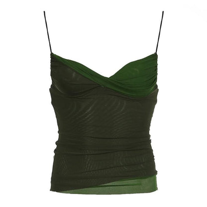 Contrast ruched backless cami top