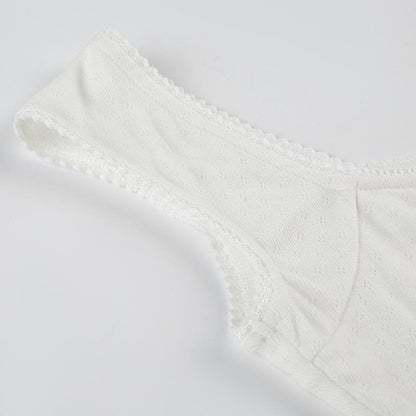 Cap sleeve ribbed bowknot textured lace hem top