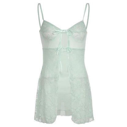 Lace mesh patchwork knotted solid cami top