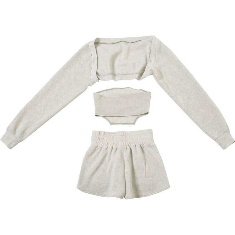 Long sleeve shrug short pant set