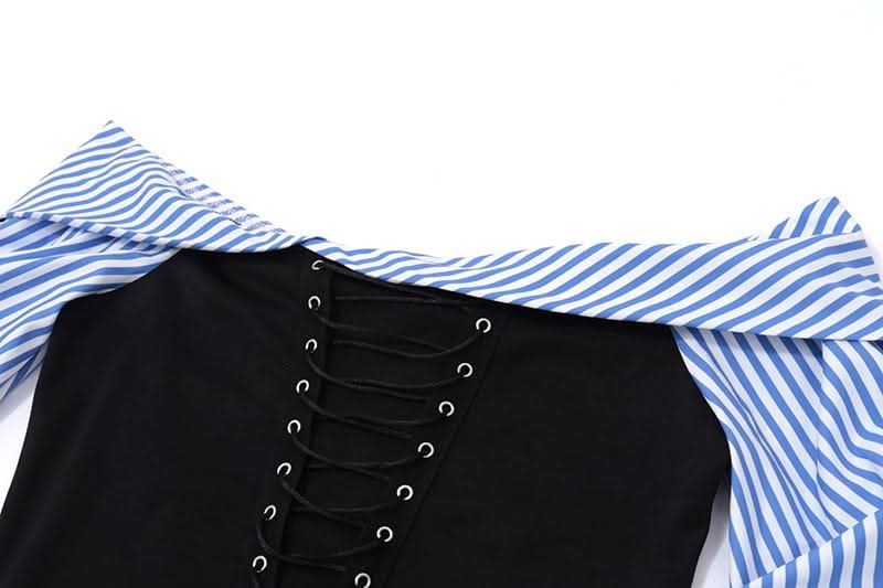 Long sleeve ruched striped off shoulder pant set