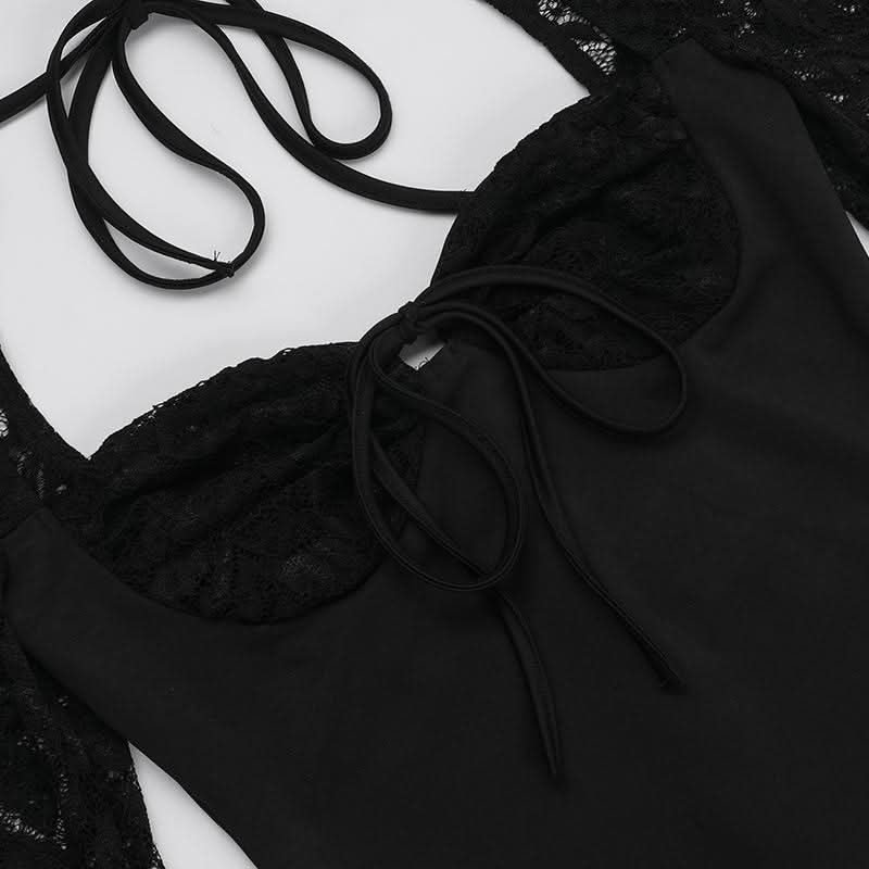 Sweetheart neck long sleeve self tie slit maxi dress