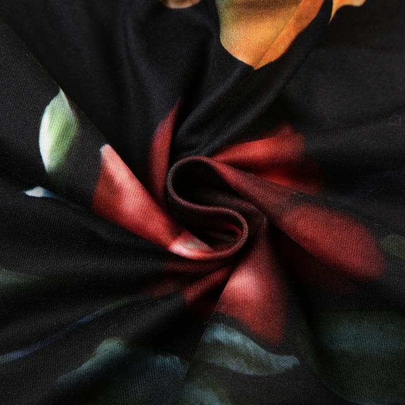 Halter drawstring ruched hollow out flower print cut out top