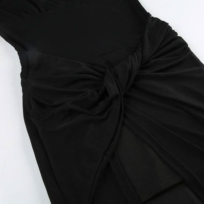 V neck long sleeve slit mesh maxi dress