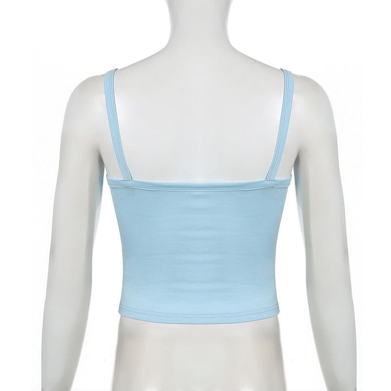 U neck “80” print contrast backless cami top