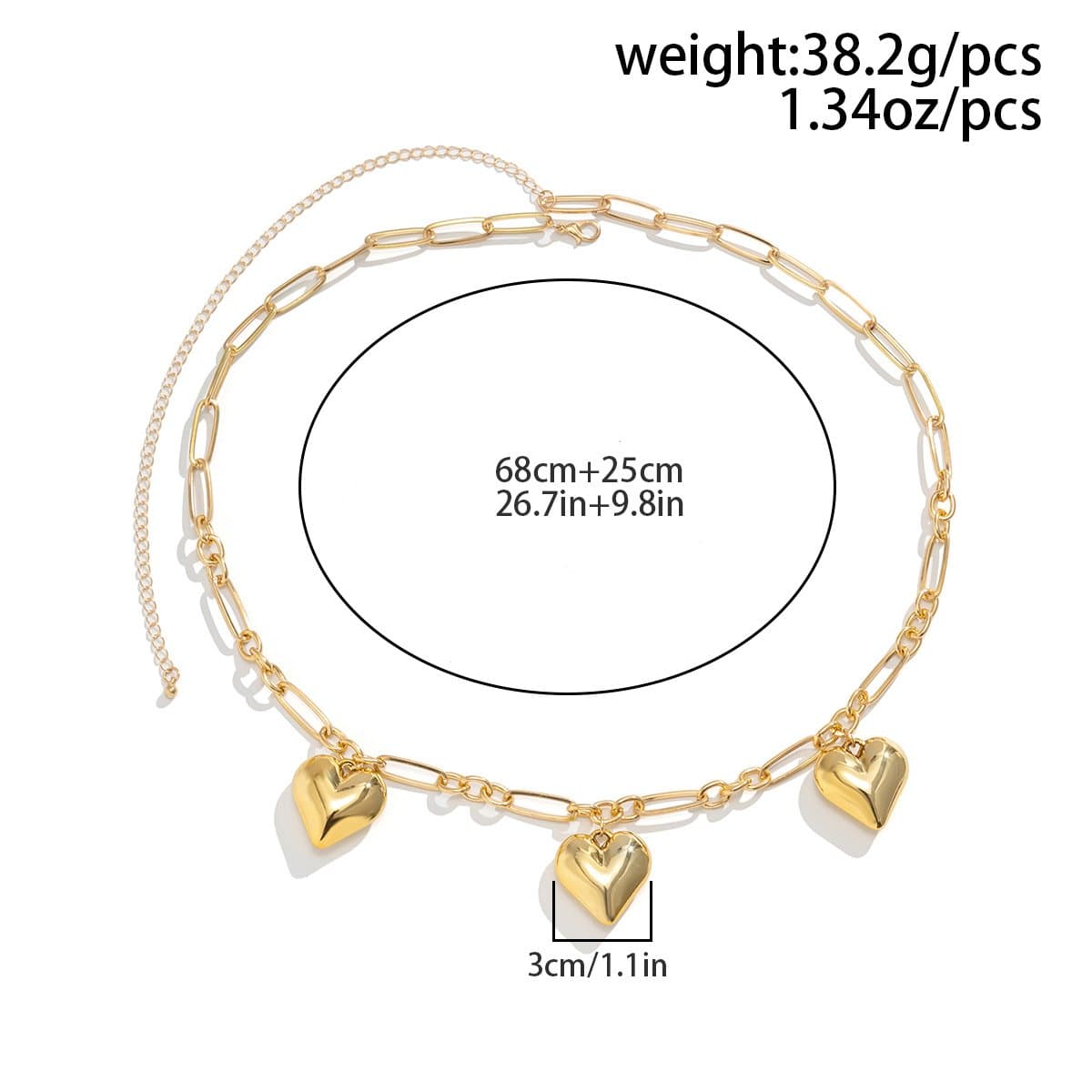 Heart pendant solid waist chain