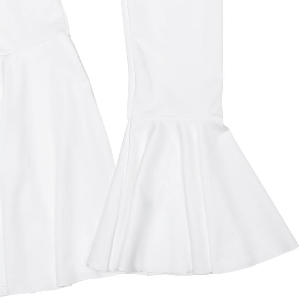 Long flared sleeve v neck self tie ruffle mini dress