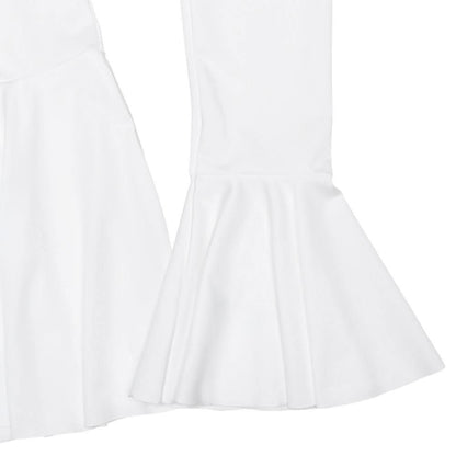Long flared sleeve v neck self tie ruffle mini dress