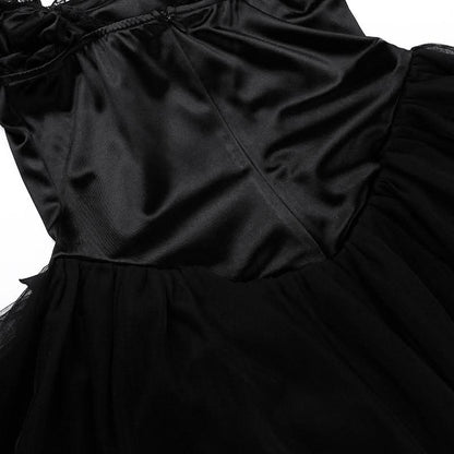 Off shoulder mesh flower applique mini dress