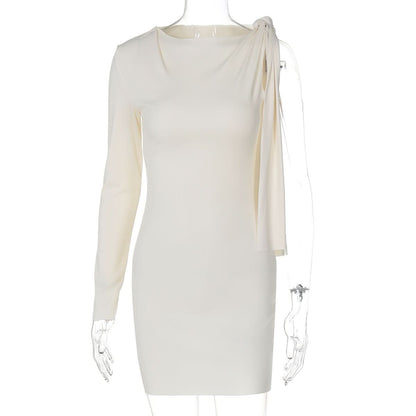 One shoulder knotted mini dress