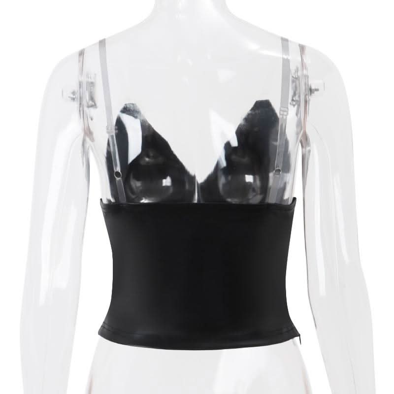 PU leather v neck cami top