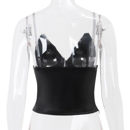 PU leather v neck cami top