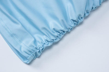 Halter high neck ruched backless mini dress