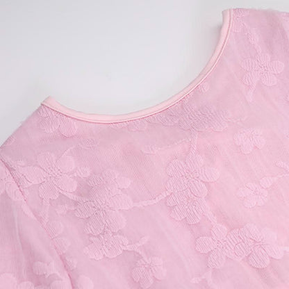 Crewneck long sleeve lace up flower pattern maxi dress