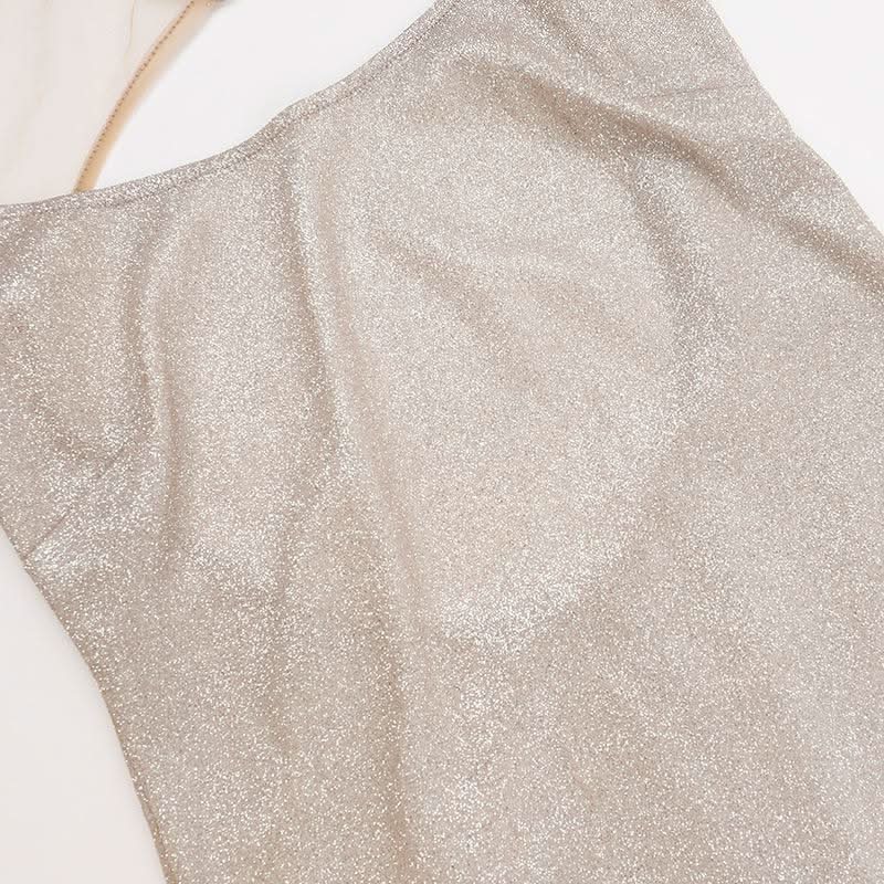 Glitter u neck backless cami maxi dress