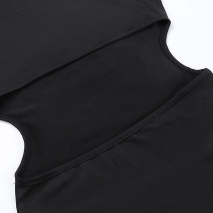 Sleeveless crewneck flower applique backless maxi dress