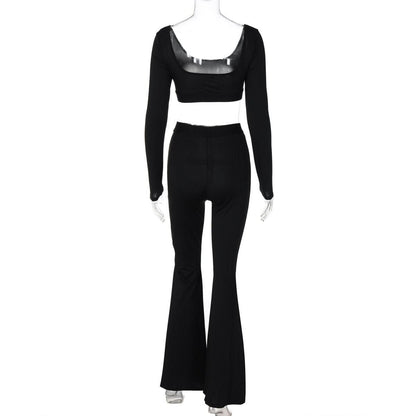 Leopard print u neck high rise pant set