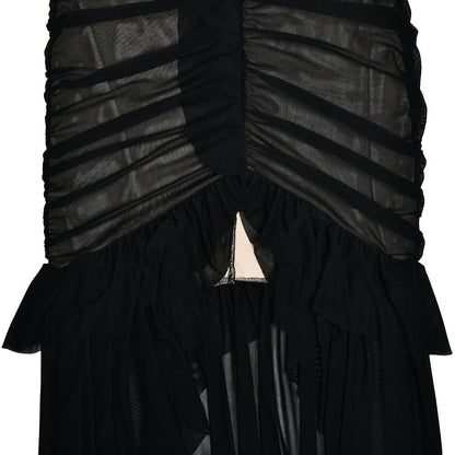 Sweetheart neck ruched ruffle tube midi dress