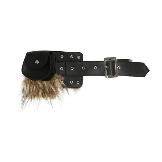 Fluffy PU leather adjustable buckle belt
