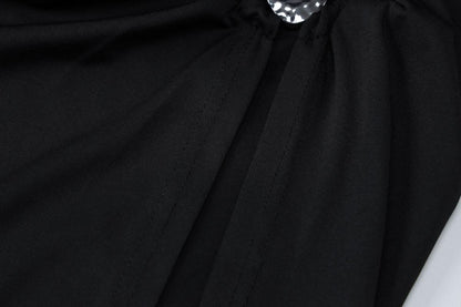 Off shoulder long sleeve o ring slit maxi dress