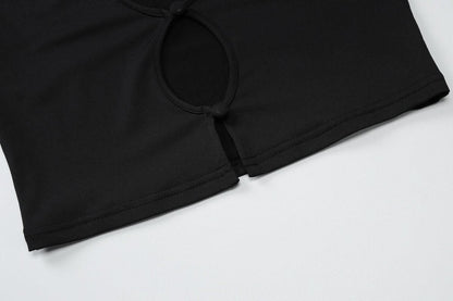 Long sleeve hollow out bowknot pant set
