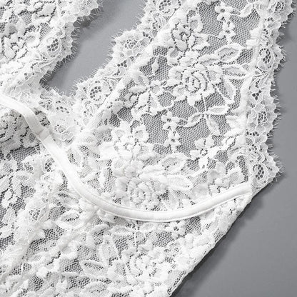 Halter hollow out lace see through cut out maxi dress