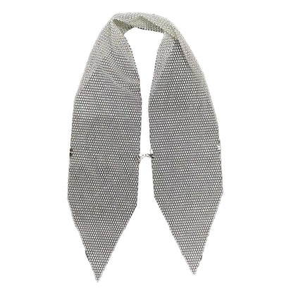 Halter fishnet beaded see through metal chain top