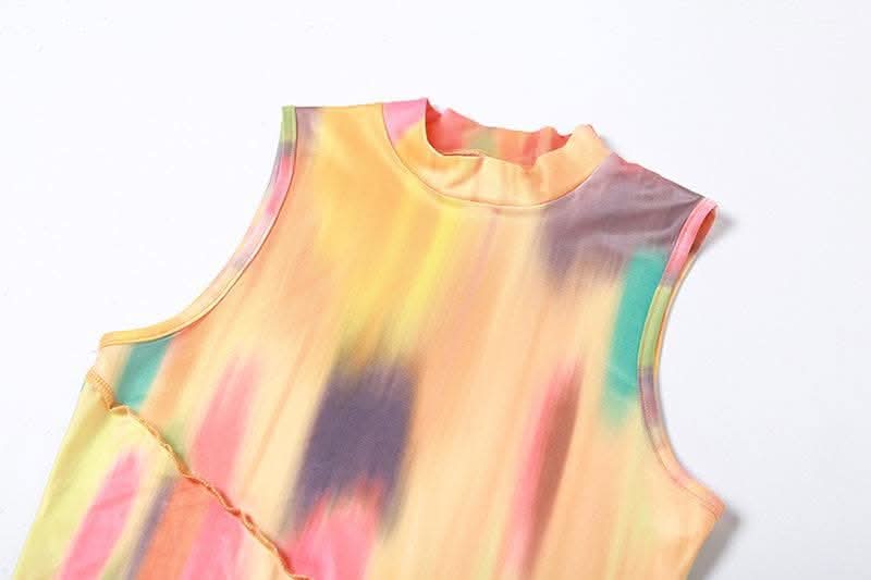 Stitch sleeveless contrast high neck maxi dress-final-sale