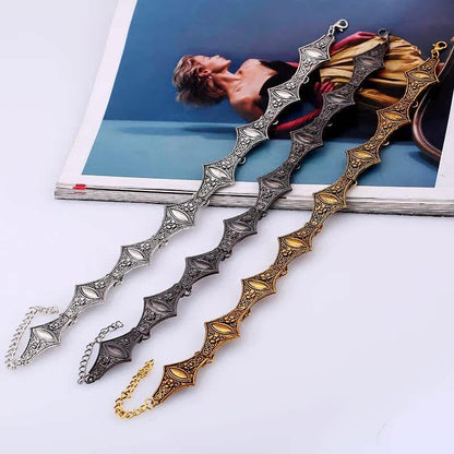 Flower metal chain adjustable choker necklace