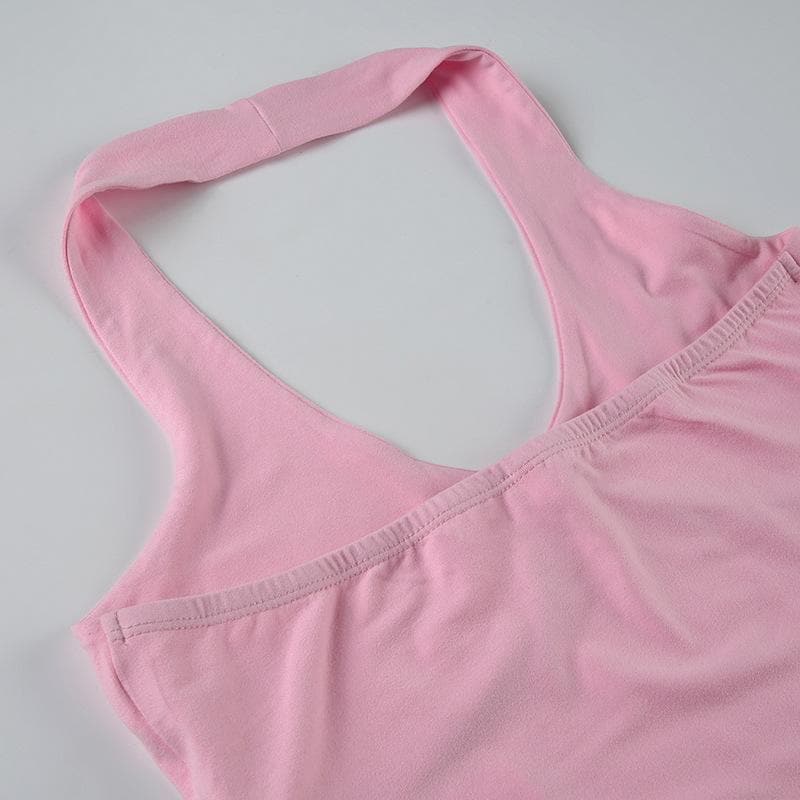 Halter backless solid crop top