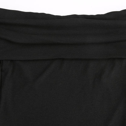 Off Shoulder Foldover Neck Long Sleeve Pleated Skater Mini Dress