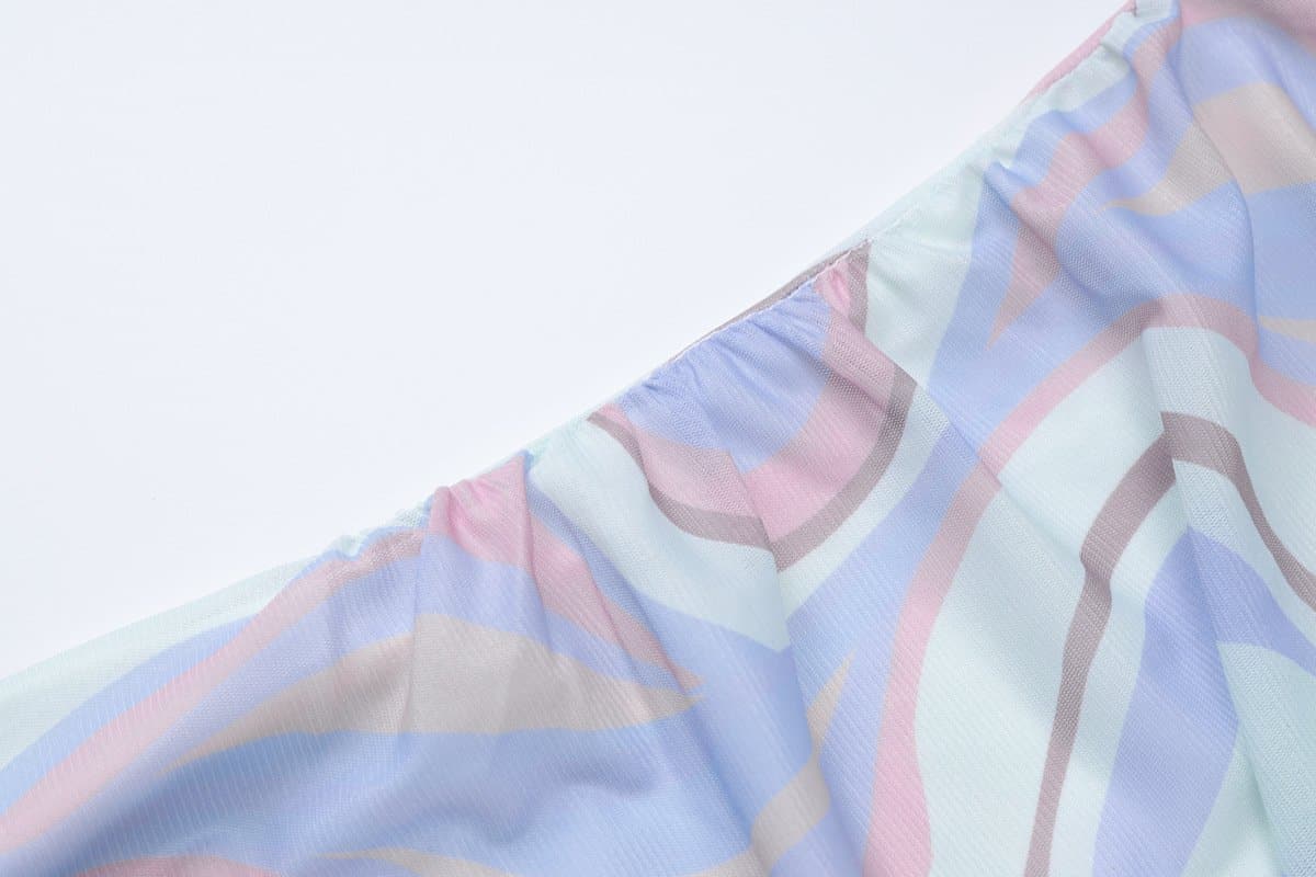 Rose applique ruched contrast mesh tube maxi dress