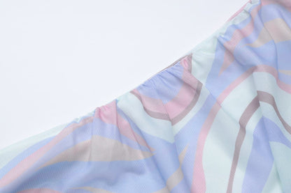 Rose applique ruched contrast mesh tube maxi dress