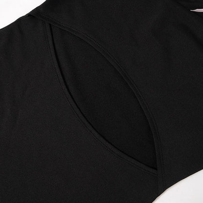 Hollow out bowknot solid backless tube cut out mini dress