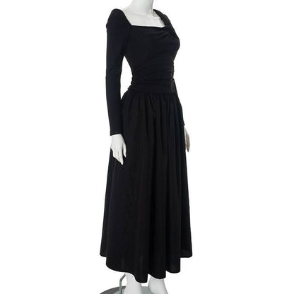 Long sleeve ruched textured irregular knotted maxi dress
