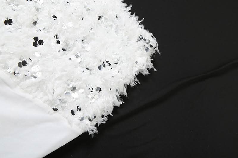 Glitter mesh patchwork fluffy maxi skirt