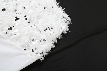 Glitter mesh patchwork fluffy maxi skirt