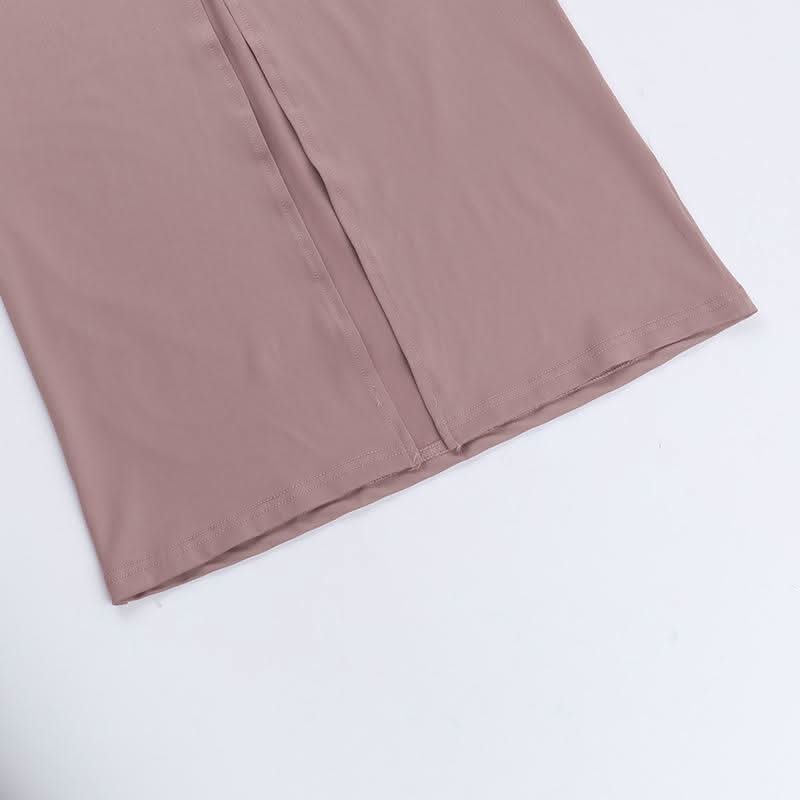 Ruched slit square neck solid cami maxi dress