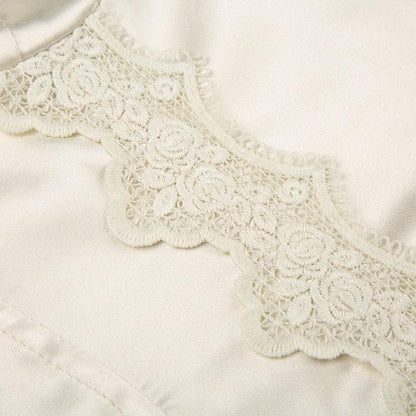 Satin lace hem stitch bustier bowknot solid cami top