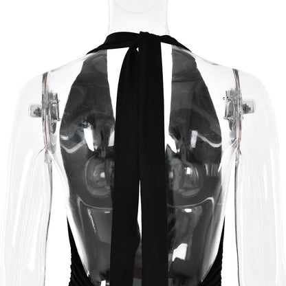 Halter deep v neck backless high slit maxi dress