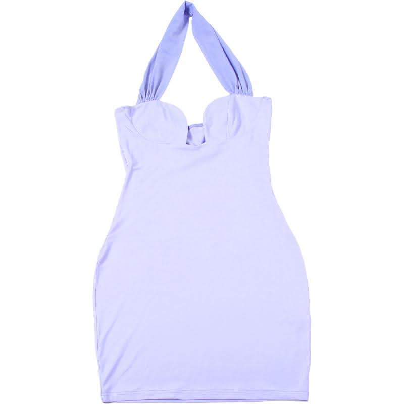 Halter solid backless mini dress