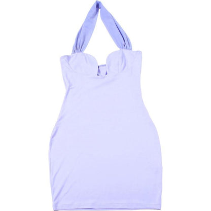 Halter solid backless mini dress