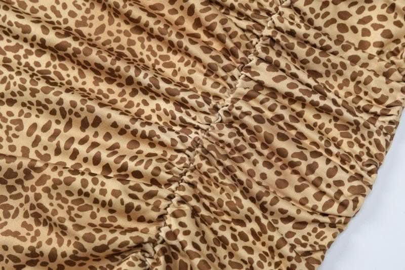 Halter cowl neck print high slit ruched maxi dress-final-sale